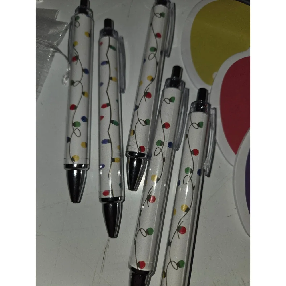 6 Pack Coworker Christmas Gift Set Pens Sticky Notes Tags Organza Bags Holiday